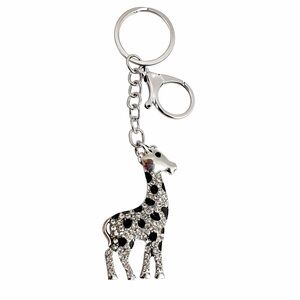 Giraffe Rhinestone Silver Key Chain/Bag Charm